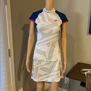 J. Lindeberg White and Blue Golf Outfit S/M